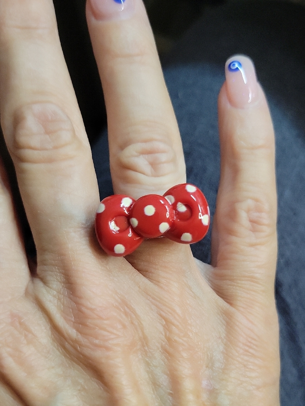 MINNIE MOUSE Style Polka Dot Bow Ring - Red